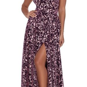 Betsy & Adam Vibrant Pink and Burgundy Maxi Dress
